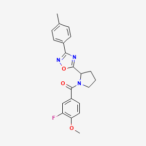 molecular formula C21H20FN3O3 B2629959 (3-fluoro-4-methoxyphenyl)-[2-[3-(4-methylphenyl)-1,2,4-oxadiazol-5-yl]pyrrolidin-1-yl]methanone CAS No. 1795293-49-0