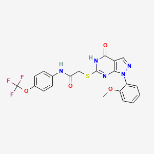molecular formula C21H16F3N5O4S B2629961 2-((1-(2-methoxyphenyl)-4-oxo-4,5-dihydro-1H-pyrazolo[3,4-d]pyrimidin-6-yl)thio)-N-(4-(trifluoromethoxy)phenyl)acetamide CAS No. 946263-15-6