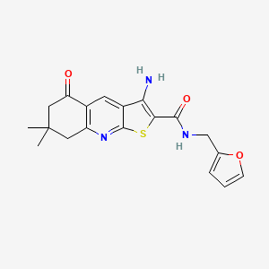 molecular formula C19H19N3O3S B2629971 3-amino-N-(furan-2-ylmethyl)-7,7-dimethyl-5-oxo-5,6,7,8-tetrahydrothieno[2,3-b]quinoline-2-carboxamide CAS No. 671765-74-5