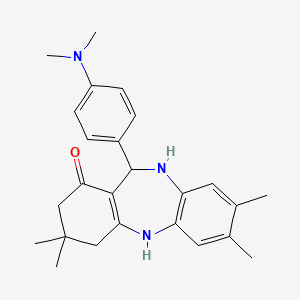 molecular formula C25H31N3O B2629980 11-[4-(dimethylamino)phenyl]-3,3,7,8-tetramethyl-2,3,4,5,10,11-hexahydro-1H-dibenzo[b,e][1,4]diazepin-1-one CAS No. 338962-61-1