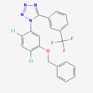molecular formula C21H13Cl2F3N4O B2629981 1-(5-(Benzyloxy)-2,4-dichlorophenyl)-5-(3-(trifluoromethyl)phenyl)-1H-1,2,3,4-tetraazole CAS No. 338961-48-1