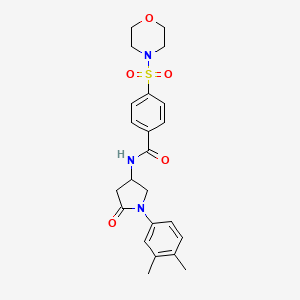 molecular formula C23H27N3O5S B2629982 N-(1-(3,4-dimethylphenyl)-5-oxopyrrolidin-3-yl)-4-(morpholinosulfonyl)benzamide CAS No. 905680-60-6