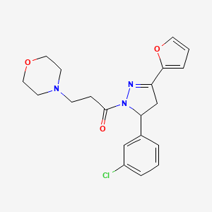 1-(5-(3-chlorophenyl)-3-(furan-2-yl)-4,5-dihydro-1H-pyrazol-1-yl)-3-morpholinopropan-1-one