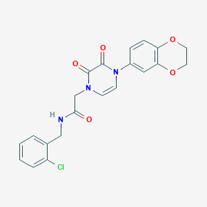 molecular formula C21H18ClN3O5 B2630012 N-(2-chlorobenzyl)-2-(4-(2,3-dihydrobenzo[b][1,4]dioxin-6-yl)-2,3-dioxo-3,4-dihydropyrazin-1(2H)-yl)acetamide CAS No. 898428-66-5