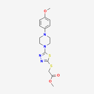 molecular formula C16H20N4O3S2 B2630016 Methyl 2-((5-(4-(4-methoxyphenyl)piperazin-1-yl)-1,3,4-thiadiazol-2-yl)thio)acetate CAS No. 1105198-37-5