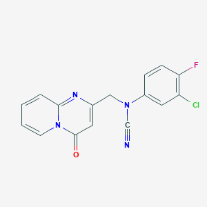 molecular formula C16H10ClFN4O B2630018 2-{[(3-chloro-4-fluorophenyl)(cyano)amino]methyl}-4H-pyrido[1,2-a]pyrimidin-4-one CAS No. 1808884-09-4