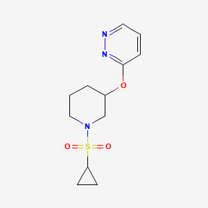 molecular formula C12H17N3O3S B2630020 3-((1-(Cyclopropylsulfonyl)piperidin-3-yl)oxy)pyridazine CAS No. 2034225-68-6