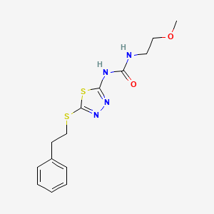 molecular formula C14H18N4O2S2 B2630023 1-(2-Methoxyethyl)-3-(5-(phenethylthio)-1,3,4-thiadiazol-2-yl)urea CAS No. 1170239-39-0
