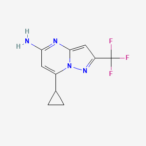 molecular formula C10H9F3N4 B2630025 7-Cyclopropyl-2-(trifluoromethyl)pyrazolo[1,5-a]pyrimidin-5-amine CAS No. 1781035-40-2