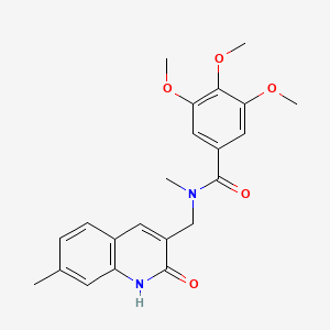 molecular formula C22H24N2O5 B2630039 3,4,5-trimethoxy-N-methyl-N-[(7-methyl-2-oxo-1H-quinolin-3-yl)methyl]benzamide CAS No. 1396980-07-6