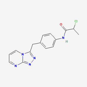 molecular formula C15H14ClN5O B2630041 2-Chloro-N-[4-([1,2,4]triazolo[4,3-a]pyrimidin-3-ylmethyl)phenyl]propanamide CAS No. 2411269-22-0