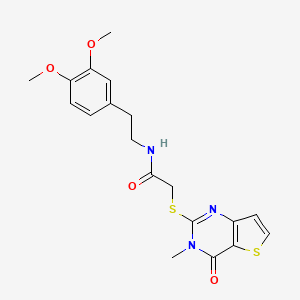 molecular formula C19H21N3O4S2 B2630044 N-[2-(3,4-dimethoxyphenyl)ethyl]-2-({3-methyl-4-oxo-3H,4H-thieno[3,2-d]pyrimidin-2-yl}sulfanyl)acetamide CAS No. 1252838-87-1