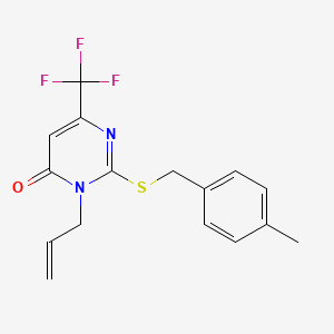 molecular formula C16H15F3N2OS B2630054 3-allyl-2-[(4-methylbenzyl)sulfanyl]-6-(trifluoromethyl)-4(3H)-pyrimidinone CAS No. 866143-18-2
