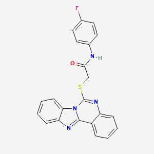 molecular formula C22H15FN4OS B2630055 2-(benzimidazo[1,2-c]quinazolin-6-ylthio)-N-(4-fluorophenyl)acetamide CAS No. 827000-64-6