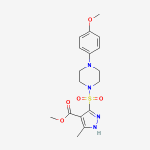 molecular formula C17H22N4O5S B2630059 methyl 5-((4-(4-methoxyphenyl)piperazin-1-yl)sulfonyl)-3-methyl-1H-pyrazole-4-carboxylate CAS No. 1322747-25-0