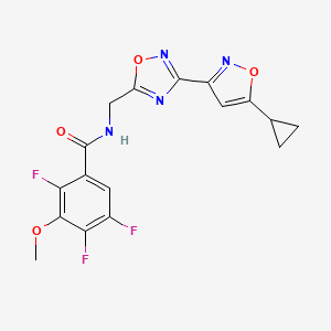 molecular formula C17H13F3N4O4 B2630067 N-((3-(5-cyclopropylisoxazol-3-yl)-1,2,4-oxadiazol-5-yl)methyl)-2,4,5-trifluoro-3-methoxybenzamide CAS No. 1904305-04-9