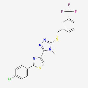 molecular formula C20H14ClF3N4S2 B2630072 3-[2-(4-氯苯基)-1,3-噻唑-4-基]-4-甲基-5-{[3-(三氟甲基)苯基]硫醚}-4H-1,2,4-三唑 CAS No. 338760-88-6