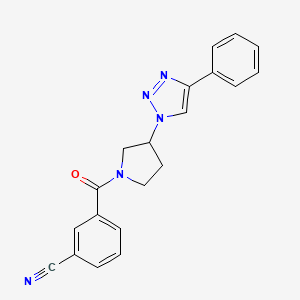molecular formula C20H17N5O B2630073 3-(3-(4-苯基-1H-1,2,3-噻唑-1-基)吡咯啉-1-甲酰)苯甲腈 CAS No. 2034469-71-9