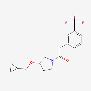 molecular formula C17H20F3NO2 B2630079 1-(3-(环丙基甲氧基)吡咯啉-1-基)-2-(3-(三氟甲基)苯基)乙酮 CAS No. 2034307-67-8