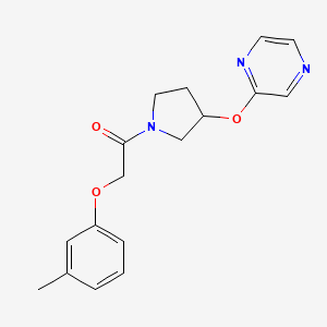 molecular formula C17H19N3O3 B2630081 1-(3-(Pyrazin-2-yloxy)pyrrolidin-1-yl)-2-(m-tolyloxy)ethanone CAS No. 2034582-67-5