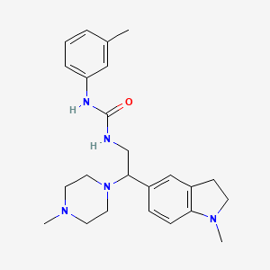 molecular formula C24H33N5O B2630082 1-(2-(1-Methylindolin-5-yl)-2-(4-methylpiperazin-1-yl)ethyl)-3-(m-tolyl)urea CAS No. 1170601-15-6