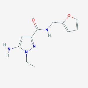 molecular formula C11H14N4O2 B2630083 5-amino-1-ethyl-N-(2-furylmethyl)-1H-pyrazole-3-carboxamide CAS No. 1855944-39-6