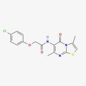 molecular formula C16H14ClN3O3S B2630092 2-(4-chlorophenoxy)-N-(3,7-dimethyl-5-oxo-5H-thiazolo[3,2-a]pyrimidin-6-yl)acetamide CAS No. 946223-16-1
