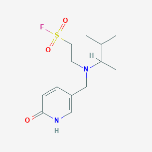 molecular formula C13H21FN2O3S B2630093 2-[3-Methylbutan-2-yl-[(6-oxo-1H-pyridin-3-yl)methyl]amino]ethanesulfonyl fluoride CAS No. 2418712-12-4