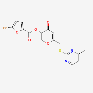 molecular formula C17H13BrN2O5S B2630108 6-(((4,6-dimethylpyrimidin-2-yl)thio)methyl)-4-oxo-4H-pyran-3-yl 5-bromofuran-2-carboxylate CAS No. 877637-93-9