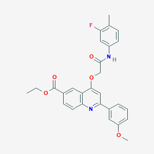 molecular formula C28H25FN2O5 B2630109 ethyl 4-{[(3-fluoro-4-methylphenyl)carbamoyl]methoxy}-2-(3-methoxyphenyl)quinoline-6-carboxylate CAS No. 1114835-25-4