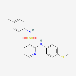 molecular formula C19H19N3O2S2 B2630145 2-((4-(methylthio)phenyl)amino)-N-(p-tolyl)pyridine-3-sulfonamide CAS No. 1242882-95-6