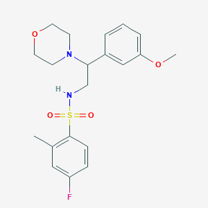 molecular formula C20H25FN2O4S B2630149 4-氟-N-(2-(3-甲氧基苯基)-2-吗啉基乙基)-2-甲基苯磺酰胺 CAS No. 920172-57-2