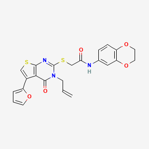 molecular formula C23H19N3O5S2 B2630154 N-(2,3-dihydro-1,4-benzodioxin-6-yl)-2-{[5-(furan-2-yl)-4-oxo-3-(prop-2-en-1-yl)-3H,4H-thieno[2,3-d]pyrimidin-2-yl]sulfanyl}acetamide CAS No. 380453-64-5