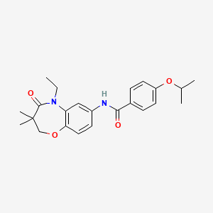 molecular formula C23H28N2O4 B2630182 N-(5-ethyl-3,3-dimethyl-4-oxo-2,3,4,5-tetrahydro-1,5-benzoxazepin-7-yl)-4-(propan-2-yloxy)benzamide CAS No. 921543-33-1