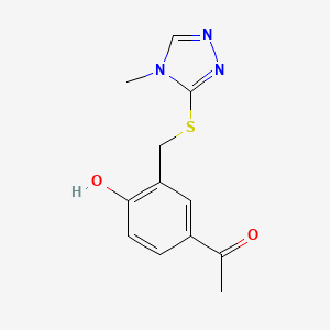molecular formula C12H13N3O2S B2630188 1-(4-Hydroxy-3-(((4-methyl-4H-1,2,4-triazol-3-yl)thio)methyl)phenyl)ethan-1-one CAS No. 730997-82-7