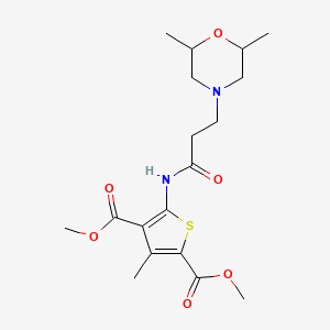 molecular formula C18H26N2O6S B2630192 Dimethyl 5-(3-(2,6-dimethylmorpholino)propanamido)-3-methylthiophene-2,4-dicarboxylate CAS No. 452923-15-8