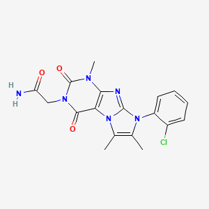 molecular formula C18H17ClN6O3 B2630216 2-[6-(2-Chlorophenyl)-4,7,8-trimethyl-1,3-dioxopurino[7,8-a]imidazol-2-yl]acetamide CAS No. 876672-81-0