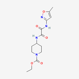 molecular formula C14H20N4O5 B2630225 Ethyl 4-(2-((5-methylisoxazol-3-yl)amino)-2-oxoacetamido)piperidine-1-carboxylate CAS No. 1206991-39-0