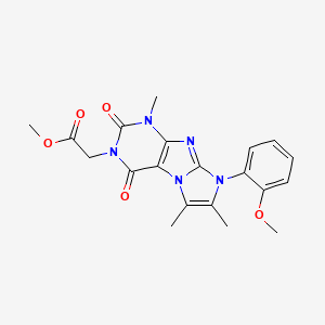 molecular formula C20H21N5O5 B2630252 methyl 2-(8-(2-methoxyphenyl)-1,6,7-trimethyl-2,4-dioxo-1H-imidazo[2,1-f]purin-3(2H,4H,8H)-yl)acetate CAS No. 877644-83-2