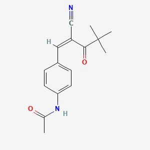 molecular formula C16H18N2O2 B2630261 N-{4-[(1Z)-2-cyano-2-(2,2-dimethylpropanoyl)eth-1-en-1-yl]phenyl}acetamide CAS No. 391649-80-2