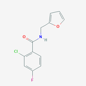 molecular formula C12H9ClFNO2 B263028 2-chloro-4-fluoro-N-(furan-2-ylmethyl)benzamide 