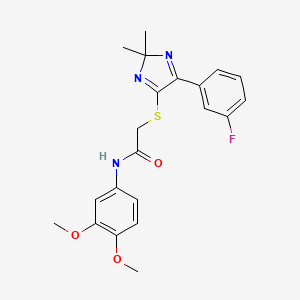 N-(3,4-dimethoxyphenyl)-2-((5-(3-fluorophenyl)-2,2-dimethyl-2H-imidazol-4-yl)thio)acetamide