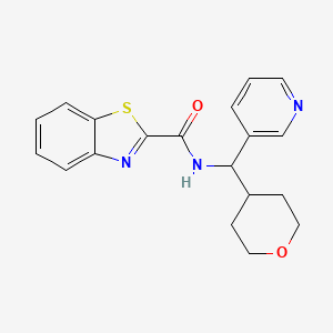 molecular formula C19H19N3O2S B2630307 N-[(oxan-4-yl)(pyridin-3-yl)methyl]-1,3-benzothiazole-2-carboxamide CAS No. 2034456-46-5