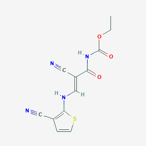 ethyl N-[(2E)-2-cyano-2-{[(3-cyanothiophen-2-yl)amino]methylidene}acetyl]carbamate