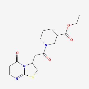 ethyl 1-(2-(5-oxo-3,5-dihydro-2H-thiazolo[3,2-a]pyrimidin-3-yl)acetyl)piperidine-3-carboxylate