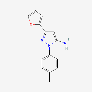 molecular formula C14H13N3O B2630349 5-(furan-2-yl)-2-(4-methylphenyl)-2,3-dihydro-1H-pyrazol-3-imine CAS No. 1333887-79-8