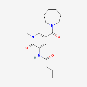 molecular formula C17H25N3O3 B2630352 N-(5-(azepane-1-carbonyl)-1-methyl-2-oxo-1,2-dihydropyridin-3-yl)butyramide CAS No. 1203273-91-9