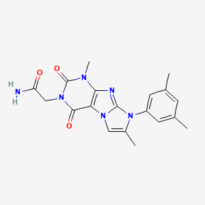 molecular formula C19H20N6O3 B2630365 2-[6-(3,5-Dimethylphenyl)-4,7-dimethyl-1,3-dioxopurino[7,8-a]imidazol-2-yl]acetamide CAS No. 876669-58-8