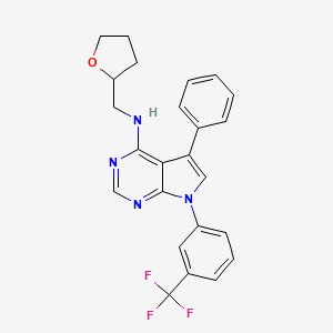 molecular formula C24H21F3N4O B2630370 5-phenyl-N-((tetrahydrofuran-2-yl)methyl)-7-(3-(trifluoromethyl)phenyl)-7H-pyrrolo[2,3-d]pyrimidin-4-amine CAS No. 477236-31-0