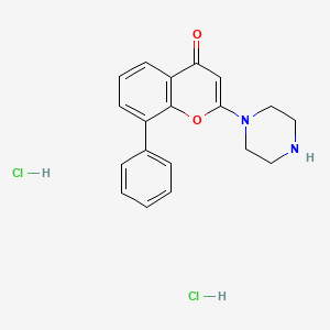 molecular formula C19H20Cl2N2O2 B2630375 2-(4-Piperazinyl)-8-phenyl-4h-1-benzopyran-4-one dihydrochloride CAS No. 854127-90-5